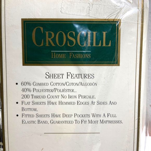 Vintage Croscill Queen Bedding Set Cotton Blend Denim Stripe 200 Luxury Percale - Picture 3 of 10